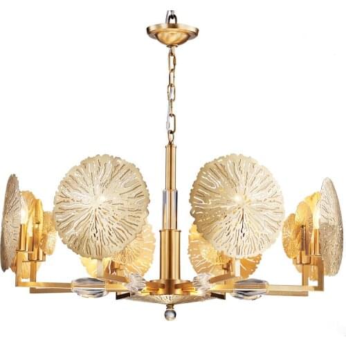 Modern Gold Copper Flower Chandelier LED lamp Suspension Home Lighting E14 Art Hotel Bedroom dining room Deluxe Chandelier F042