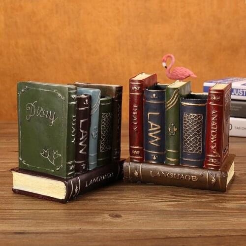 Vintage Bookends Retro Resin Book Shaped Pen Pencil Holder Container Office Desk Accessories Stationery Storage Organization