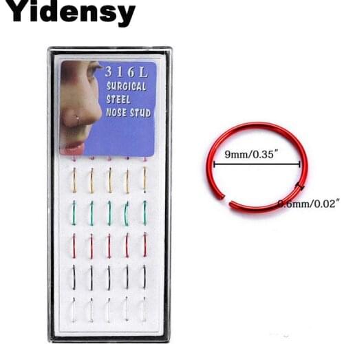 Yidensy 40pcs Stainless Steel Fake Nose Rings Studs For Women Punk Septum Clicker Body Piercing Jewelry Faux Nariz Percing Nez