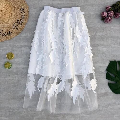 2020 Summer New Korean Women High Waist Slim Elastic Band Embroidery Mesh Skirt Simple Solid Color Long Skirt Tide Free Shipping