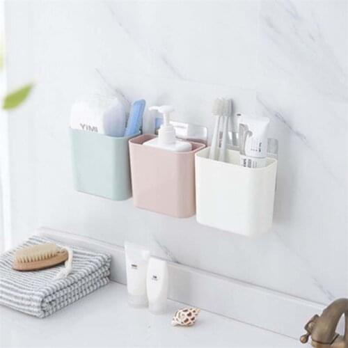1PC Wall Mounted Bathroom Drain Basket Toothbrush Holder Storage Rack Box Organizer Remote Controller Storage Case Container