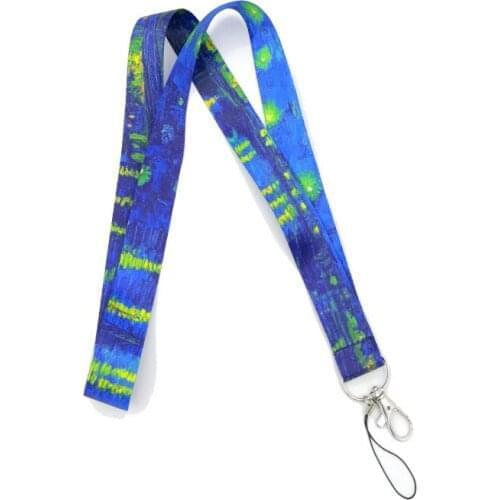 10pcs Regooly RE04 Van gogh Starry sky key neck Strap Lanyards ID badge card holder keychain Phone Strap Gift Ribbon necklace