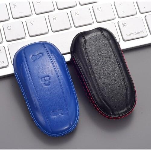 4D Car Geunine Leather Key Cover Case For Tesla Model S Model X Model 3