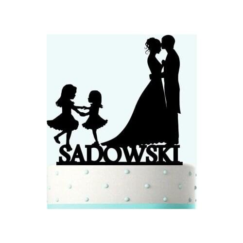 Acrylic wedding Cake Toppers custom last name bride groom with girls engagement bridal shower party decorations
