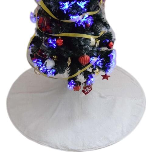 Free Shipping Extra Large 48" PV Velvet Faux Fur Christmas tree Skirt With Glitter Sequin Printed Competitve Price P4202