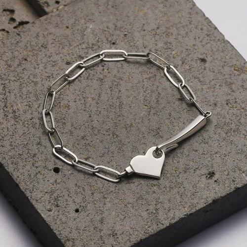 Korea Korean version of 925 sterling silver love hook bracelet ins fashion Joker cold wind jewelry new products