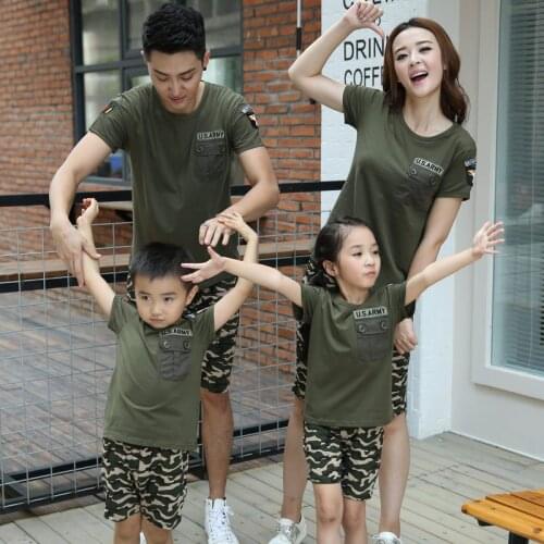 Brand parent-child camouflage suit a family of three or four cotton family wear short-sleeved suit sports parent-child