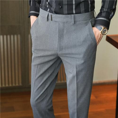 Black suit pants men spring autumn slacks fashion casual trousers small stretch blue pants men size 28-36 Pantalones Hombre