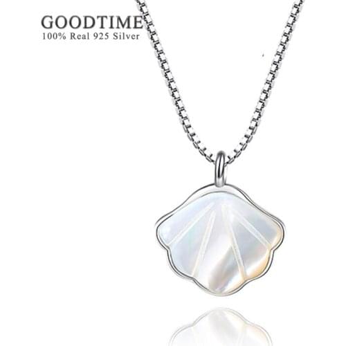 Trendy Women Necklace Pure 100% 925 Sterling Silver Shell Pendant Necklace Box Chain Jewelry Gift For Wedding Party