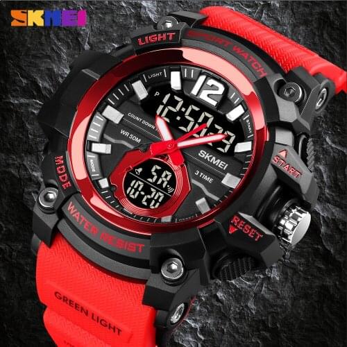 SKMEI Top New Digital Watch For Men Military Waterproof Quartz Wristwatch Sport Countdown 3Time Gift Clock Relogio Masculino