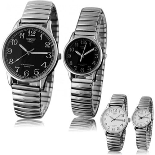 2021 New Luxury Mens Womens Unsex Couple Lover Elastic Alloy Quartz Analog Wrist Watch Fashion Gift