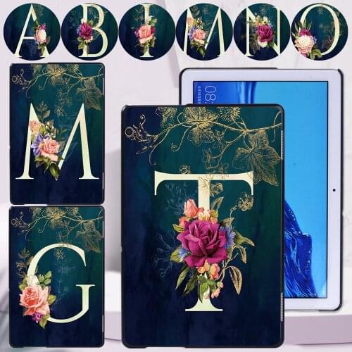 Tablet Case for Huawei MediaPad M5 Lite 8/M5 Lite 10.1/M5 10.8"/T5 10 10.1"/T3 8.0/T3 10 9.6" 26 Letter tablet Back Shell