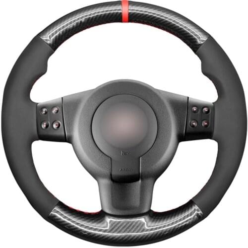 Black Suede Carbon Fiber Marker Car Steering Wheel Cover For Seat Leon (1P) FR 2007-2009 Leon (1P) Cupra 2007-2009 Ibiza (6L)