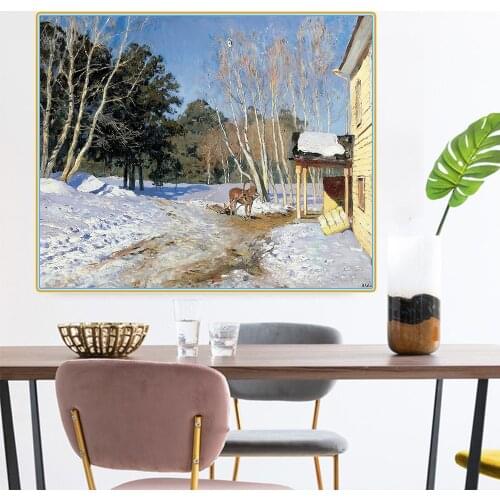 Citon Levitan Isaak Iliich《March, 1895》Canvas Oil Painting Artwork Poster Picture Modern Wall Decor Home Living room Decoration
