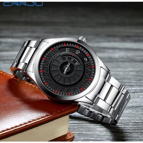 CRRJU 2141 New Fashion Popular Mens Watch concept Mens Casual Sports Watch Quartz Waterproof Mens Watch Reloj Hombre