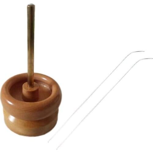 Wooden Bead Spinner Loader Bowl String Seed Beads Chain Tool Jewelry + 2 Needles