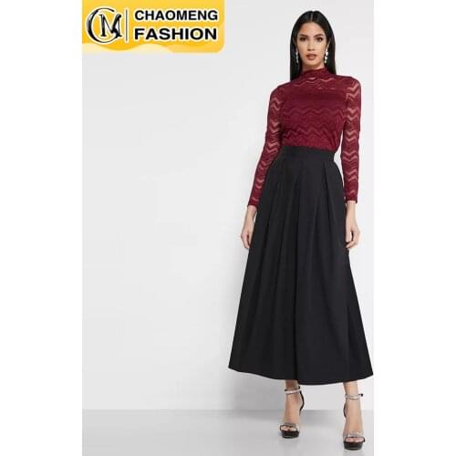 Faldas Largas Mujer Pleated A Line Long Skirt Abayas For Women Maxi Vestidos Jupe Longue Femme Musulman Elegant Modest Clothing
