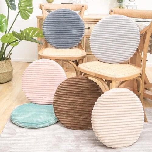 Hot sale leather cover stripe flannel round cushion cover 40 * 40cm floor sofa cushion office cushion leather cover