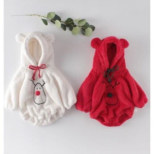 Ins Hot Sale Kids Velvet Hooded Romper