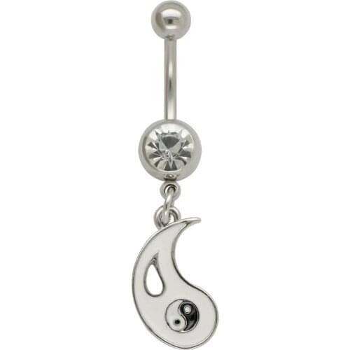 JHJT 14G Navel Belly Button Rings Barbell Chinese Elements The Eight Trigrams Belly Piercing Navel Ring Jewelry