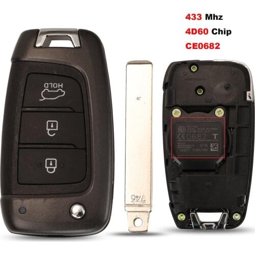 Jingyuqin Remote 433Mhz 4D60 Chip CE0682 Car Key For Hyundai Elantra Solaris 2017 Santa Fe Verna Tucson i35 i40 Genesis Fe