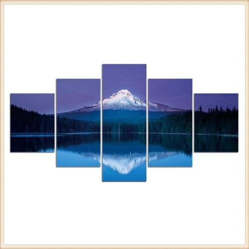 HD 5 Pieces Scenic Snow-capped and Lakes Pictures Posters Wall Art Home Decor for Living Room Painting Wall Art Anime Poster