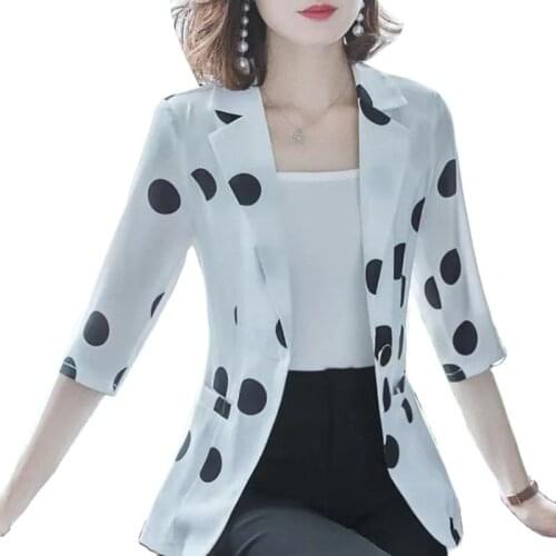 Printing Small Suit Coat Female 2021 Summer New Thin All-Match 3/4 Sleeve Ladies Small Suit Outerwear Sun Protection Clothing