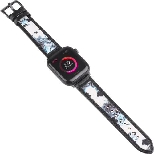 Ink painting Leather Straps for apple watch band 44mm 42mm Iwatch Series SE 6 5 4 3 2 1 Loop 40mm Watchband Bracelet Replacement