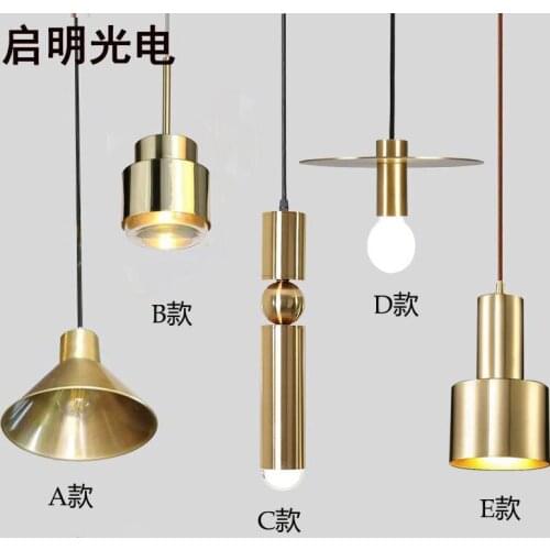Northern Europe Single Head Brass Color A Chandelier Post Modern Originality Restaurant Bar Counter Café Bedroom Concise Metal