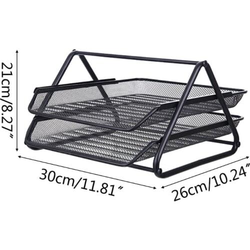 Metal Mesh 2 Tier Document Letter Tray Desk Organizer File Organizer Office 1XCB