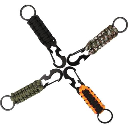 Multi-tool Outdoor Keychain Ring Camping Equipment Carabiner Military Paracord Cord Rope Self Defense Survival Emergency Tools