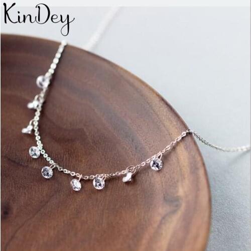 Kindey Fashion Real Silver Color Tassel Beads Necklaces for Women Statement Jewelry Girls Christmas Gift