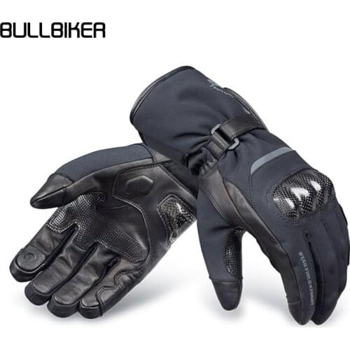 Motorcycle Leather Waterproof Gloves Long Winter Riding Full Finger Warm Touch Screen Cycling Carbon Fiber Protection Gear