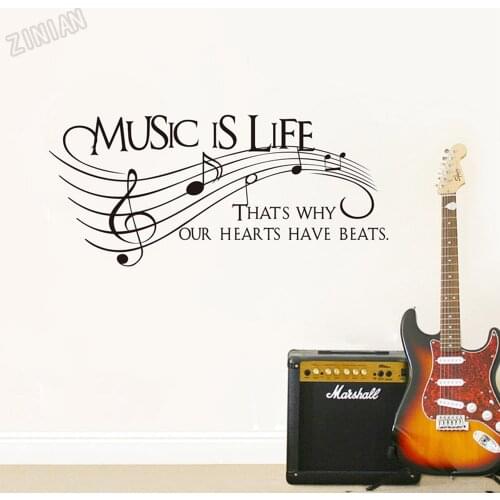 Music Is Life Quotes Wall Sticker Home Decor For Classroom Vinyl Art Wall Decals Bedroom Nodic Wall Paper Home Decoration Y271