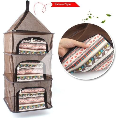Outdoor Folding Drying Net Multi-function Four-layer Camping Storage Hanging Basket Fishing Drying Fish Rack CL343