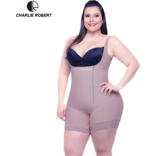 CR 2019 New Woman Slim Bodysuit Sexy Zipper Shapers Plus Size 5XL 6XL Lingerie Butt Lift Waist Trainer