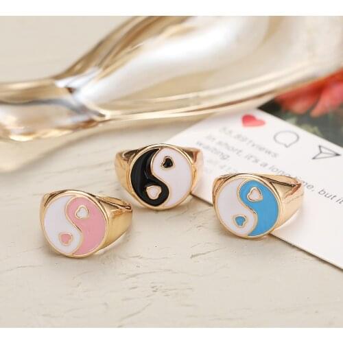 New High Quality Bagua Yin Yang Tai Chi Rings for Women Gold Silver Color Round Geometric Metal Rings Fashion Trendy Jewelry