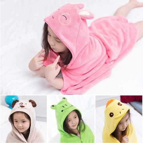 3-12 Year Kids Robe Cartoon Hoodies Girls Boys Sleepwear Bath Towel Kids Soft Bathrobe Pajamas Childrens Clothing Coral Fleece