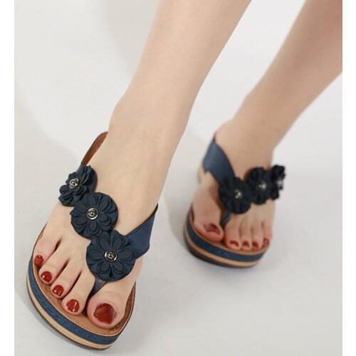 2020 Summer Retro Flowers Flip-flops Sandal for Women High Quality Sandales Multicolor Handmade Women Slippers Designer Brand