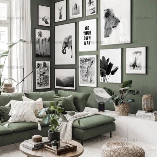 Scandinavian Decoration Nature Landscape Canvas Painting Black White Leopard Lion Giraffe Nordic Art Poster Print Wall Picture