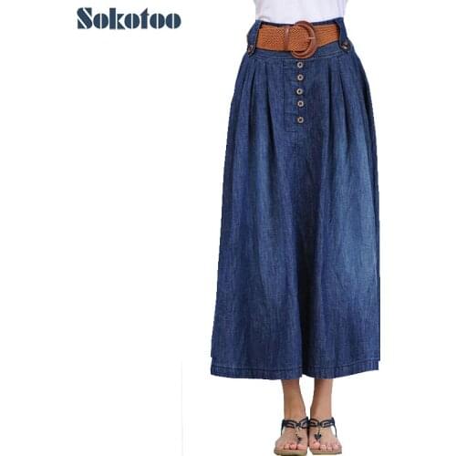 SOKOTOO Denim Skirts For Women