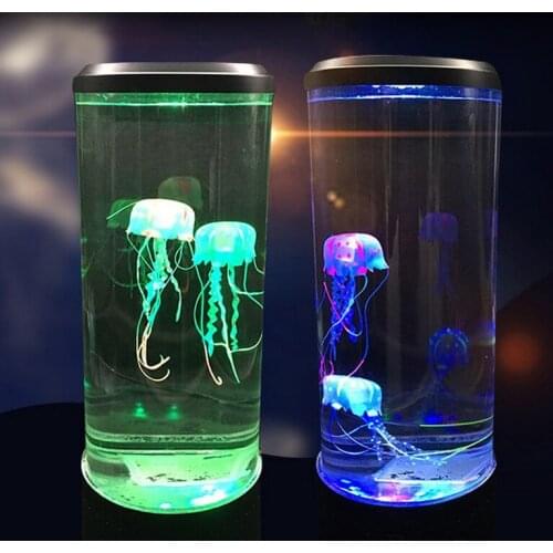 LED Jellyfish Night Light Artificial Desktop Aquarium Mood Lamp 7 Color Changing For Home Simulated Marine Decor Child Gift