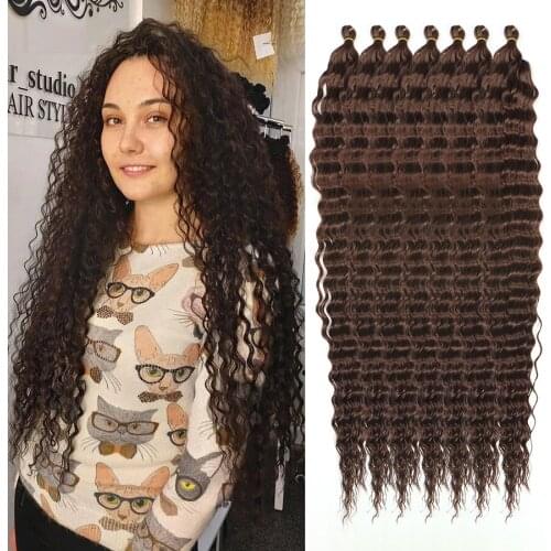 Deep Twist Crochet Hair Extensions Synthetic Afro Kinkly Curly Omber Braiding Hair Bundles for Women /Support Wholesale