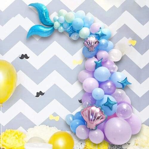 87 Pcs Mermaid Tail Foil Balloon Garland Arch Kit Little Mermaid Confetti Latex Balloons For Birthday Party Decorations Supplies