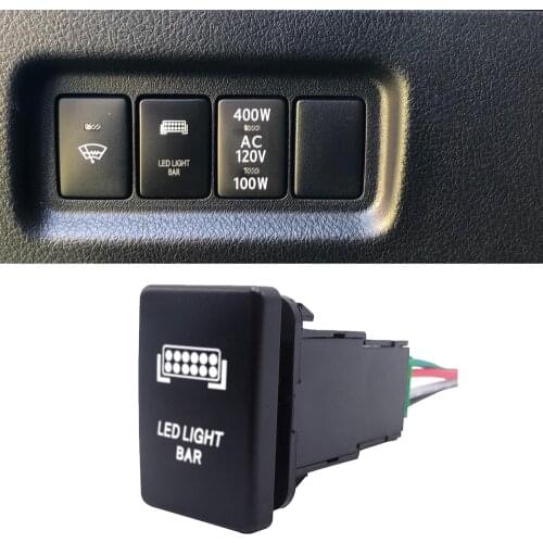 Wsen LED Light Bar Symbol Push Switch White Backlight ON-Off Switch with Connector Wire Kit Fit For Toyota Yaris Tacoma Tundra