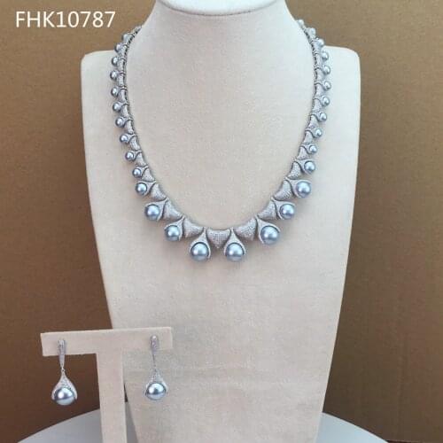 Yuminglai Luxury Brass Cubic Zircon Jewelry Sets for Women Wedding Bridal FHK10787