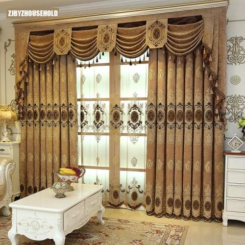 Curtain for Living Room Bedroom Chenille Embroidered Curtains Blackout Curtains Luxury