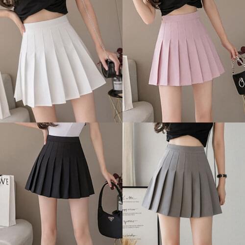 XS-3XL Solid color Summer Women Pleated Skirts High Waist Stitching Student Cute Sweet Girls Dance Mini Skirt