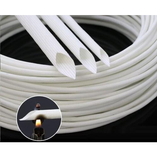 1mm~25mm Silicone Fiberglass Sleeving Flame-resistant Wire Protection Tube (White)- 5Meters