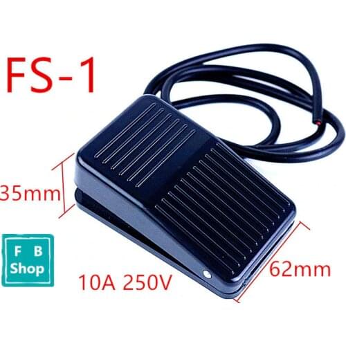 1PCS FS-1 Line length 1m SPDT 250V 10A blavk Nonslip Metal Momentary Electric Power Foot Pedal Push Button Switch